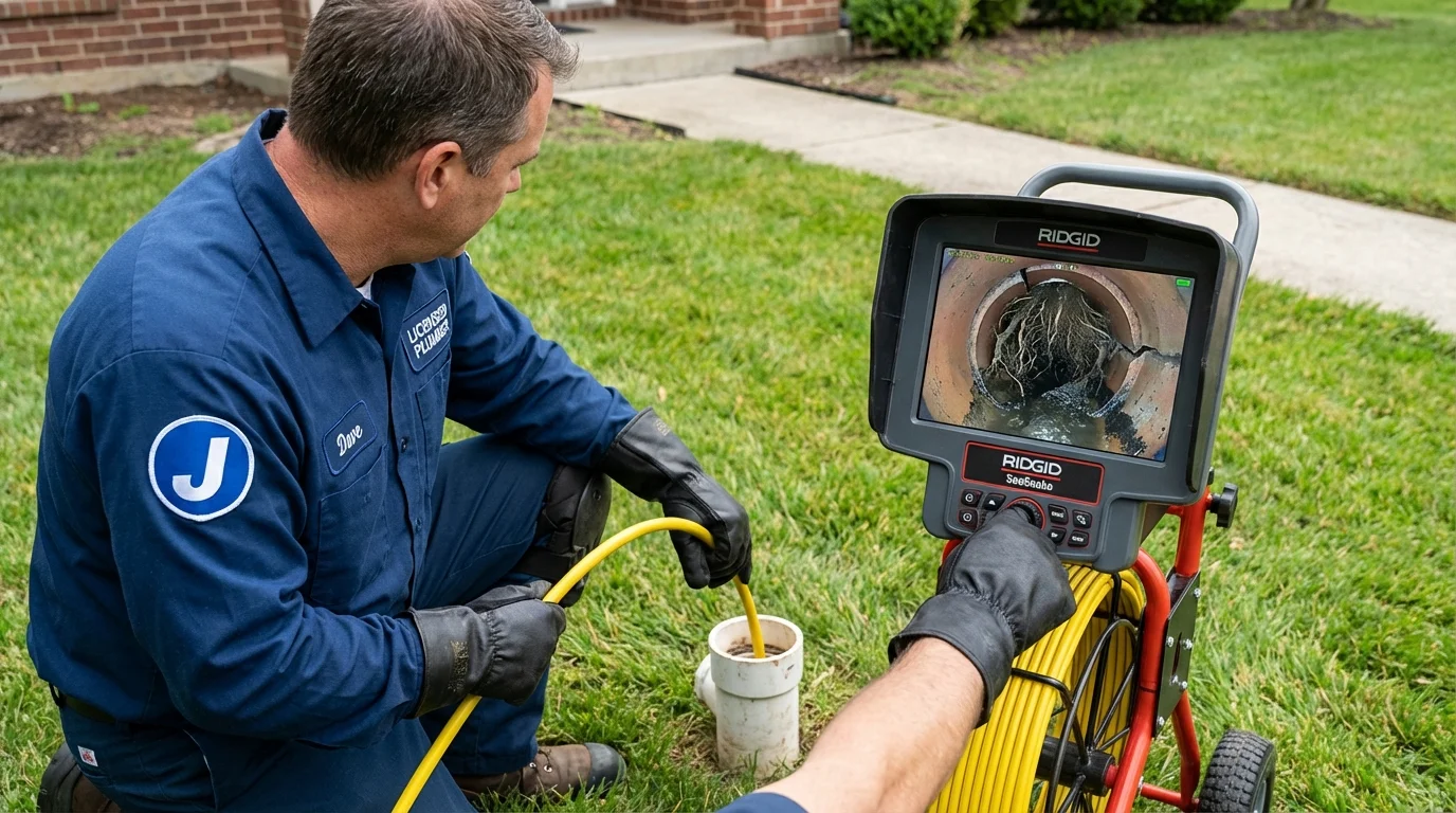 Sewer camera inspection being performed by Johns Plumbing LLC in Ashland