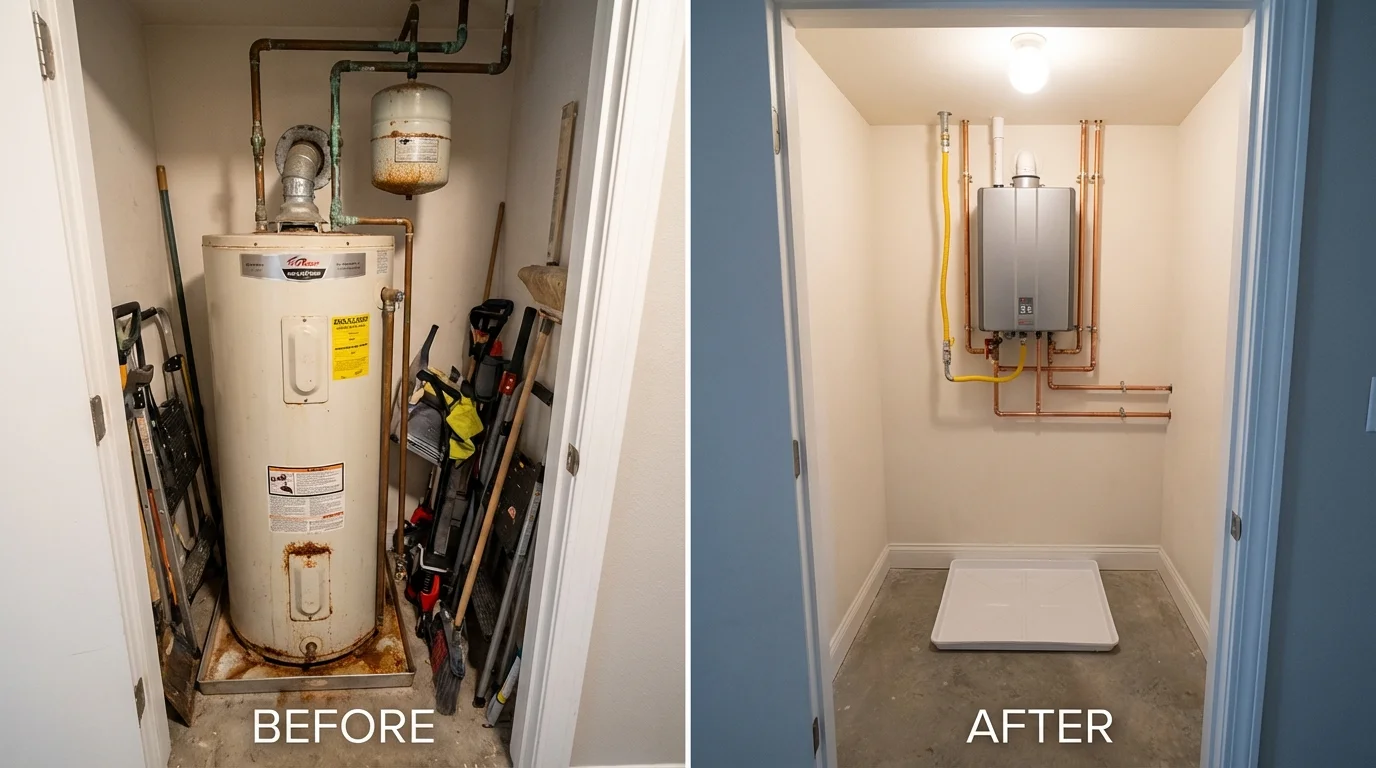 Tank water heater versus wall-mounted tankless unit comparison for Ashland, MO homeowners